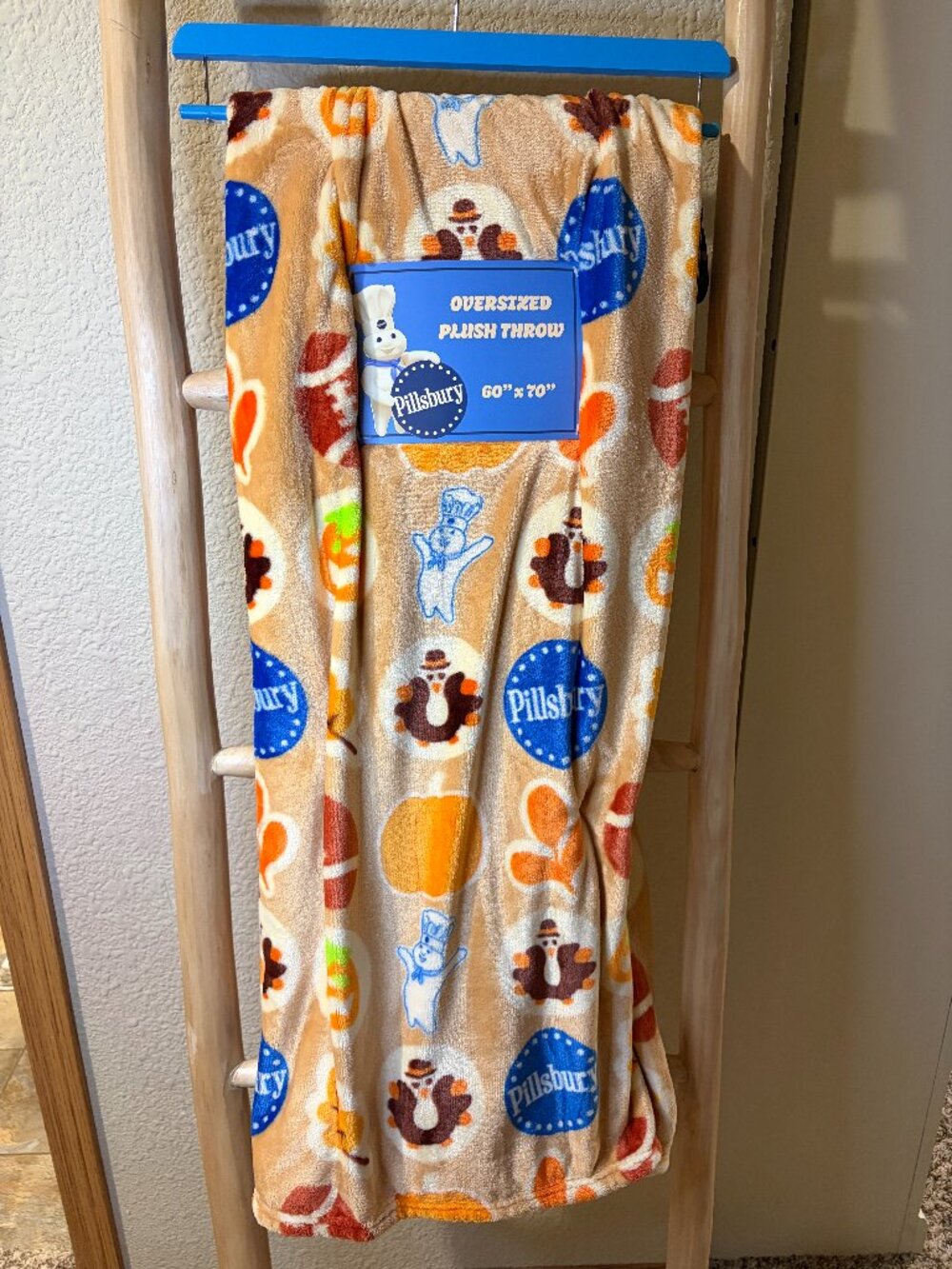 Pillsbury Doughboy Thanksgiving Fall Plush Throw Blanket 60x70 Turkey NWT